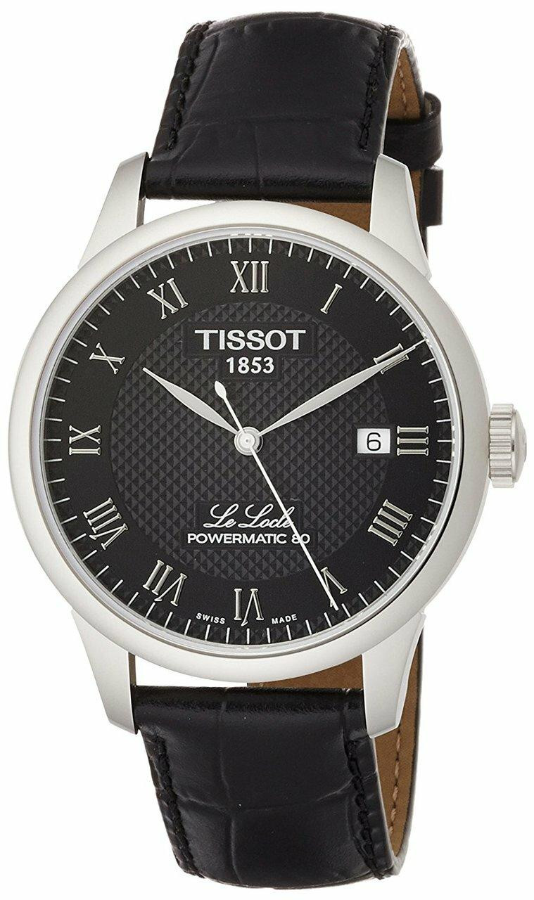 TISSOT Le Locle Powermatic 80 BLK Dial LTHR Men's Watch T006.407.16.053.00