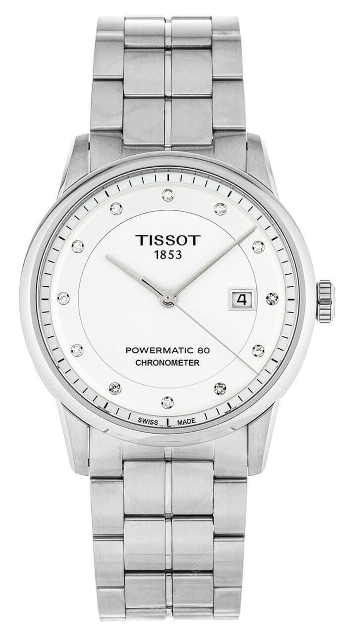 TISSOT Luxury Powermatic 80 COSC 12 Diamond SS Watch T0864081101600