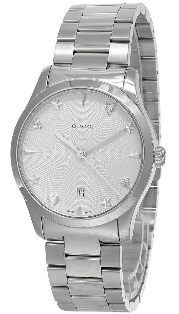 GUCCI G-Timeless 38MM SS Silver Guillochi Dial Women display picture 3