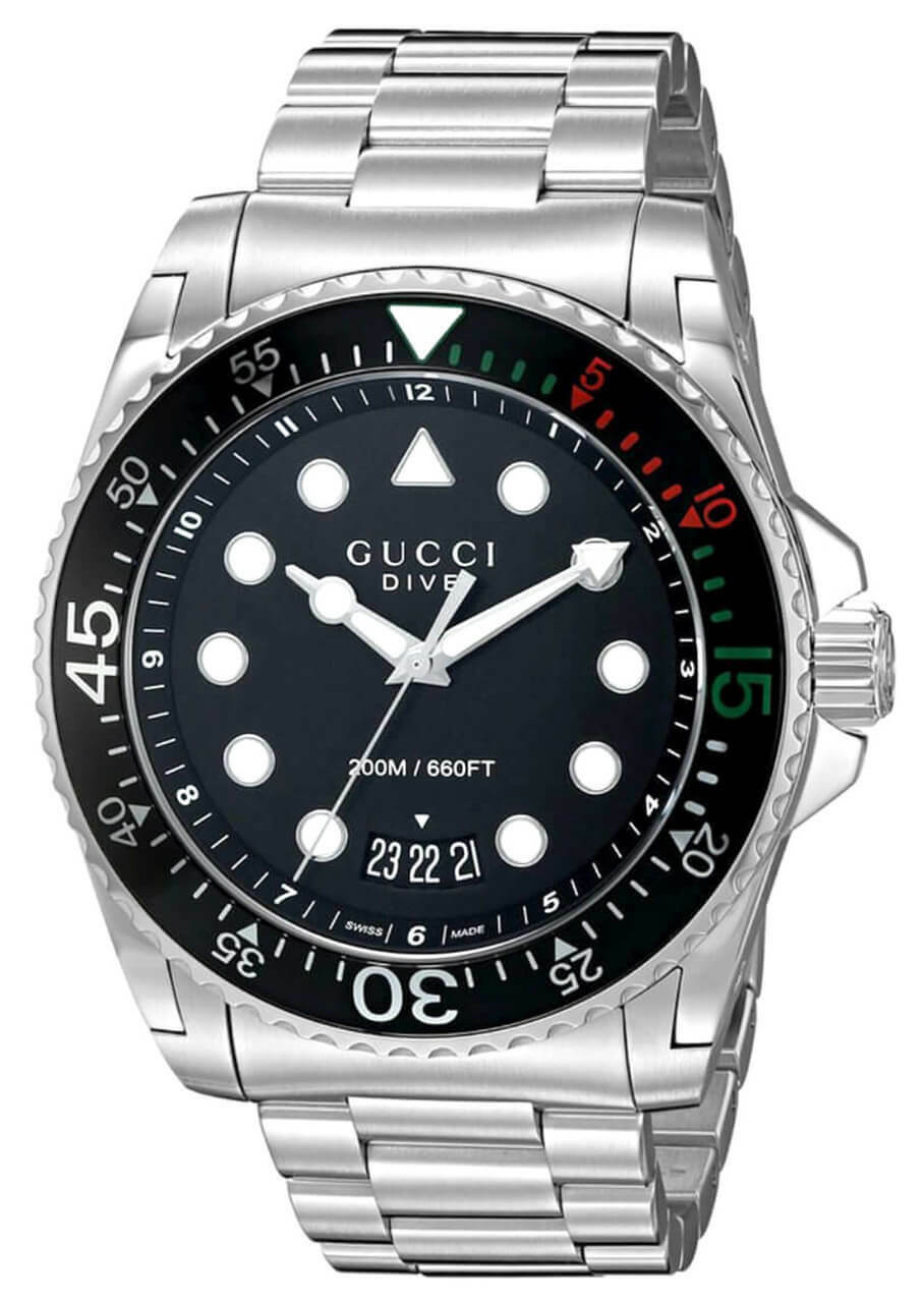 GUCCI Dive 45MM SS BLK Matte Dial Rotating Bezel Men's Watch YA136208A