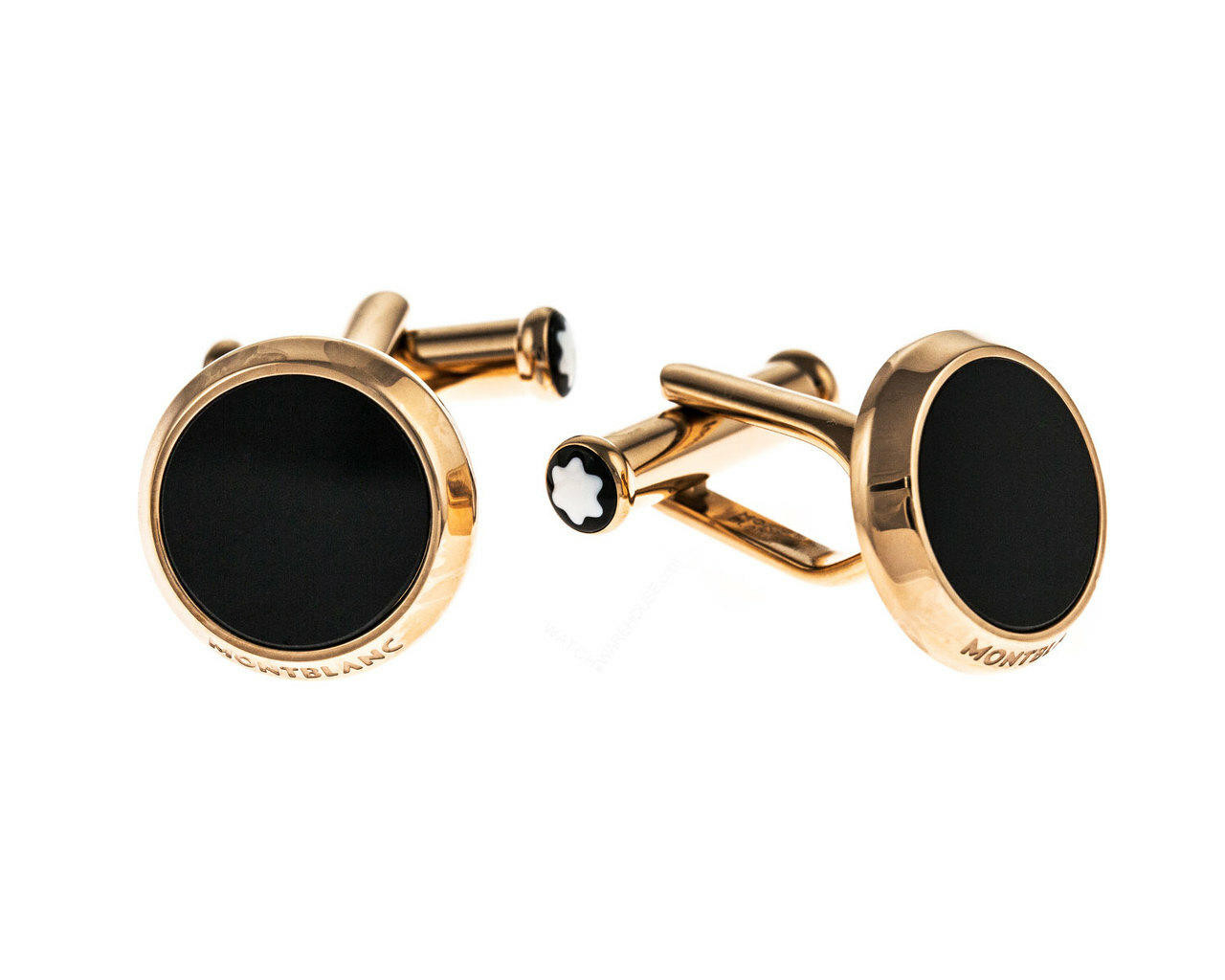 MONTBLANC Meisterstuck Onyx Inlay Red Gold PVD Steel Cufflinks