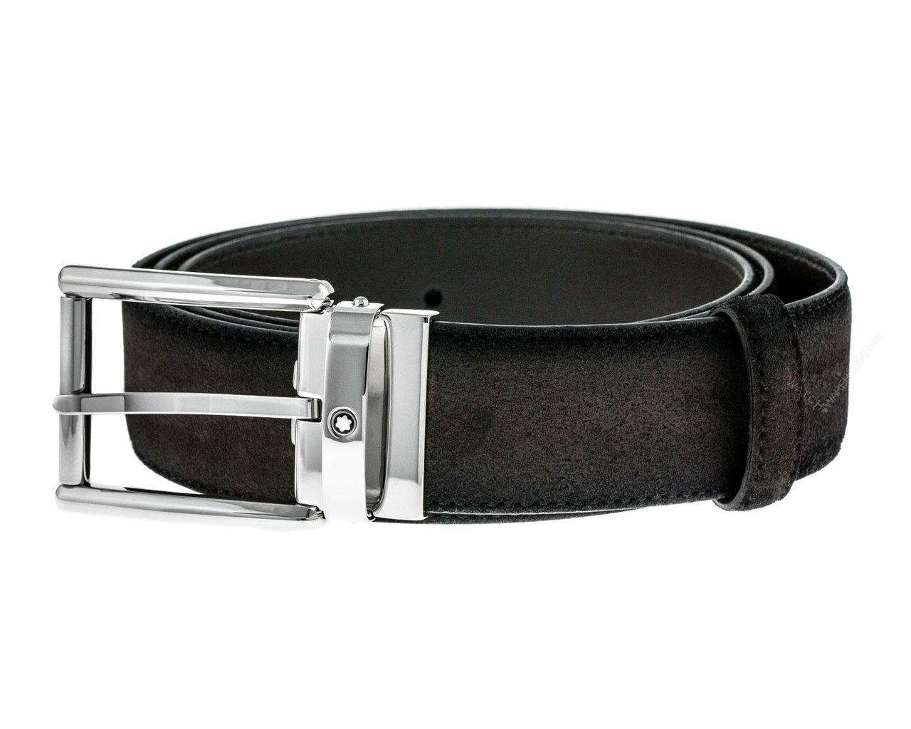 MONTBLANC Palladium-Coated Pin BKL Brown Sfumato Suede Belt 116720