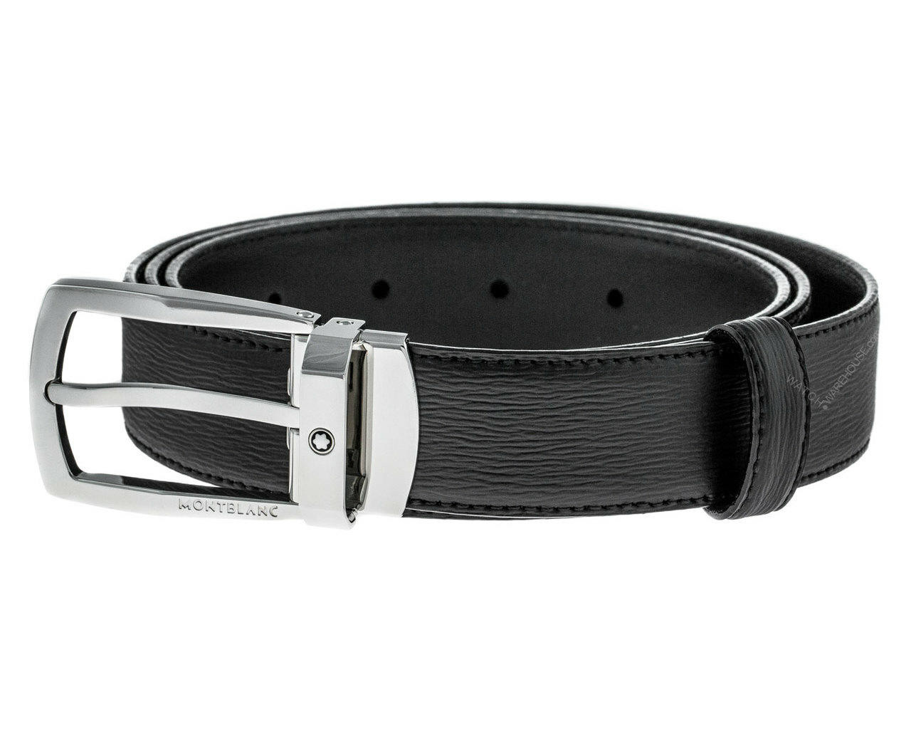 MONTBLANC Trapeze S-Steel Pin Buckle Black Leather Men's Belt 116706 ...