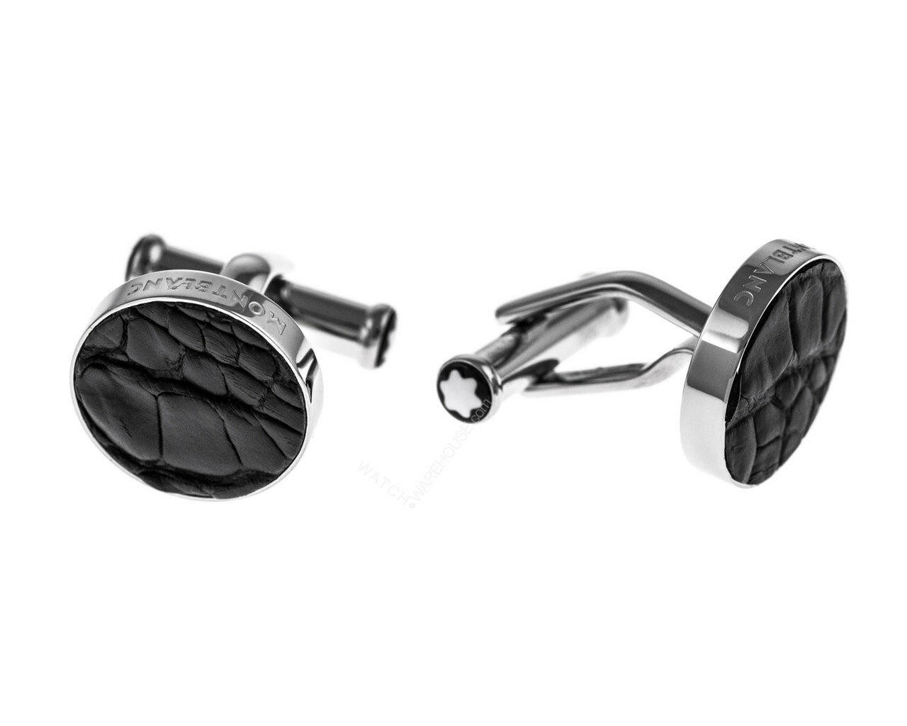MONTBLANC Essential Sartorial S-Steel Alligator LTHR Cufflinks