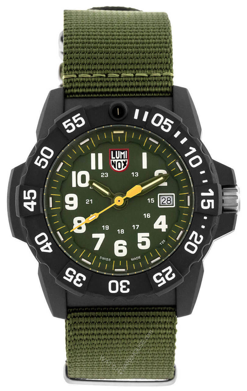 LUMINOX Navy Seal 3500 Series Quartz Green Canvass Strap Watch