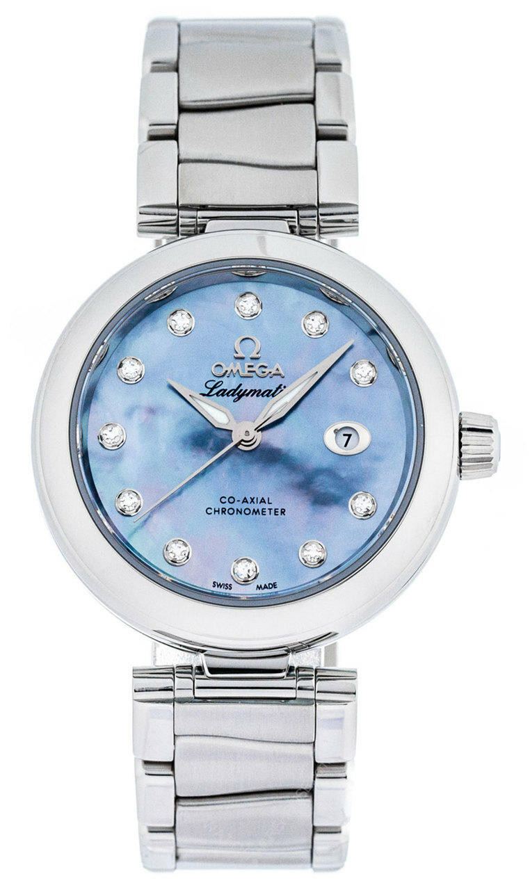 OMEGA De Ville Ladymatic 34MM DIA Blue MOP Watch 425.30.34.20.57.003