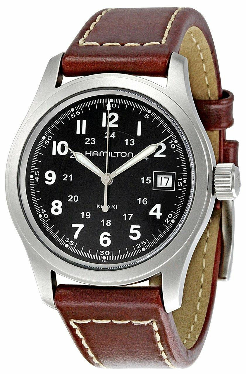 HAMILTON Khaki Field Black Dial BRN Leather QTZ Men's Watch