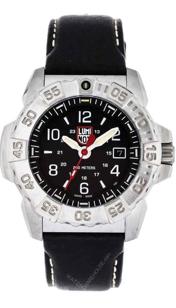 LUMINOX Navy SEAL Steel 45MM SS Black Leather Men's Watch XS.3251