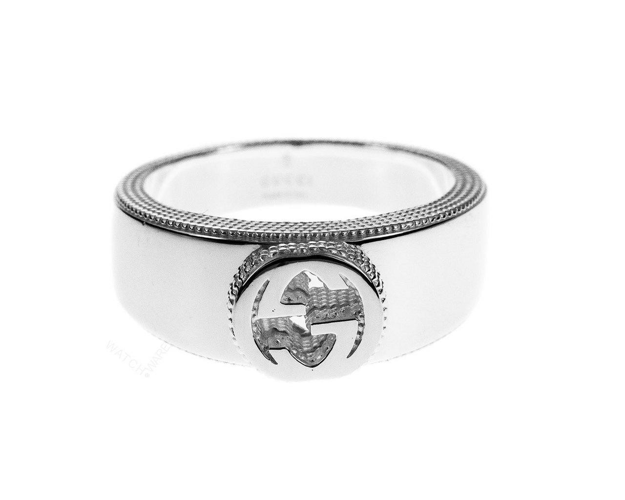 GUCCI Sterling Silver Interlocking GG Motif Band Ring YBC479228001