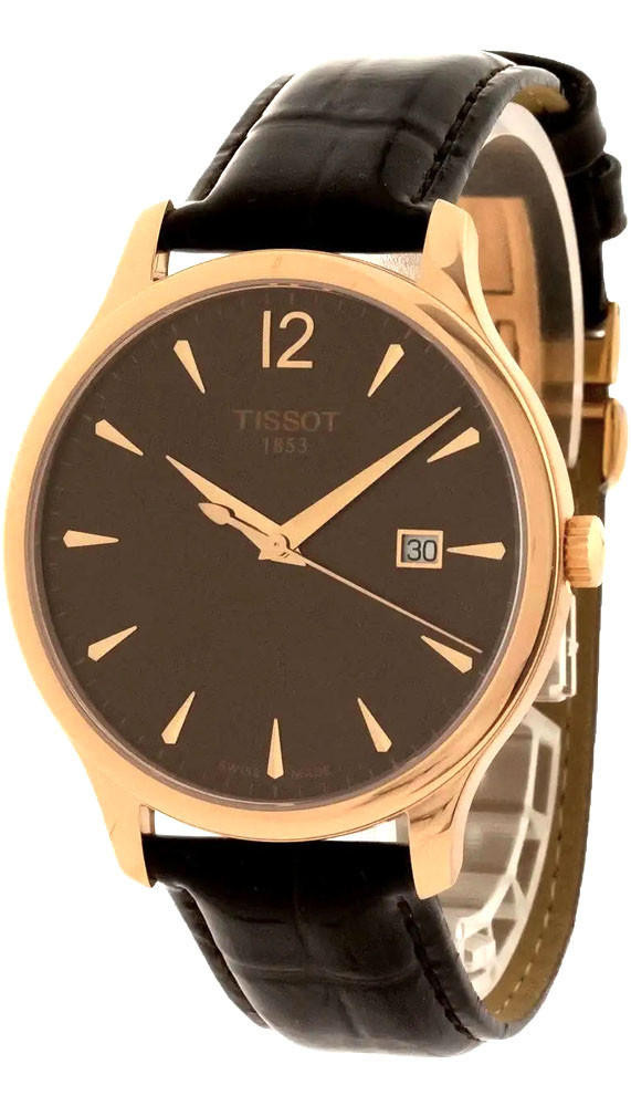 TISSOT Tradition 42MM Brown Dial Leather Men's Watch T063.610.36