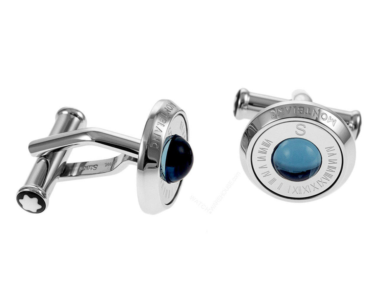 MONTBLANC Urban Spirit Stainless Steel Blue glass Cufflinks 116653
