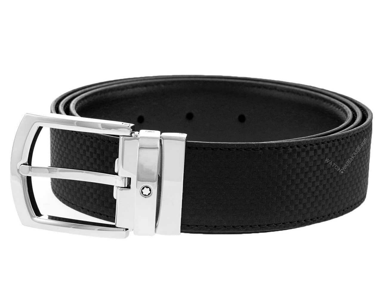 Montblanc BLK Luxury Men's Leather Belt | Shop Watch Warehouse