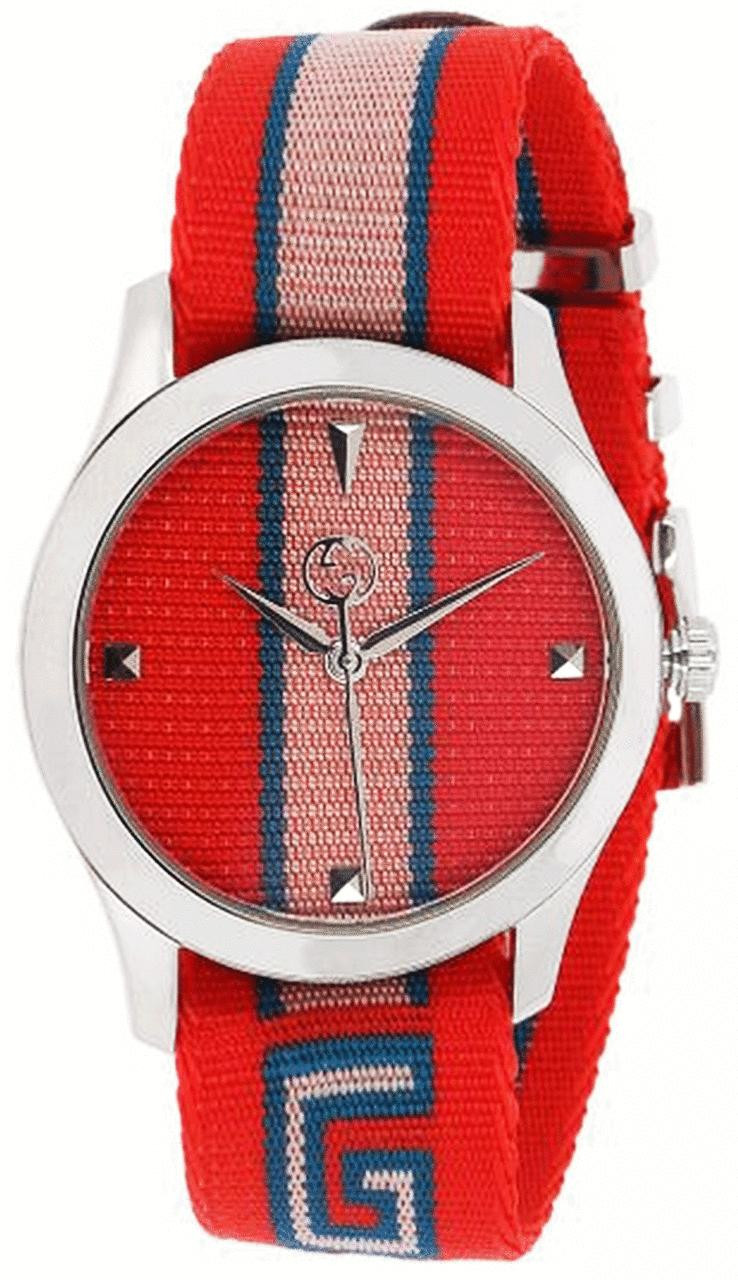 GUCCI G-Timeless 38MM Red/Blue/Pink Dial Nylon Unisex Watch