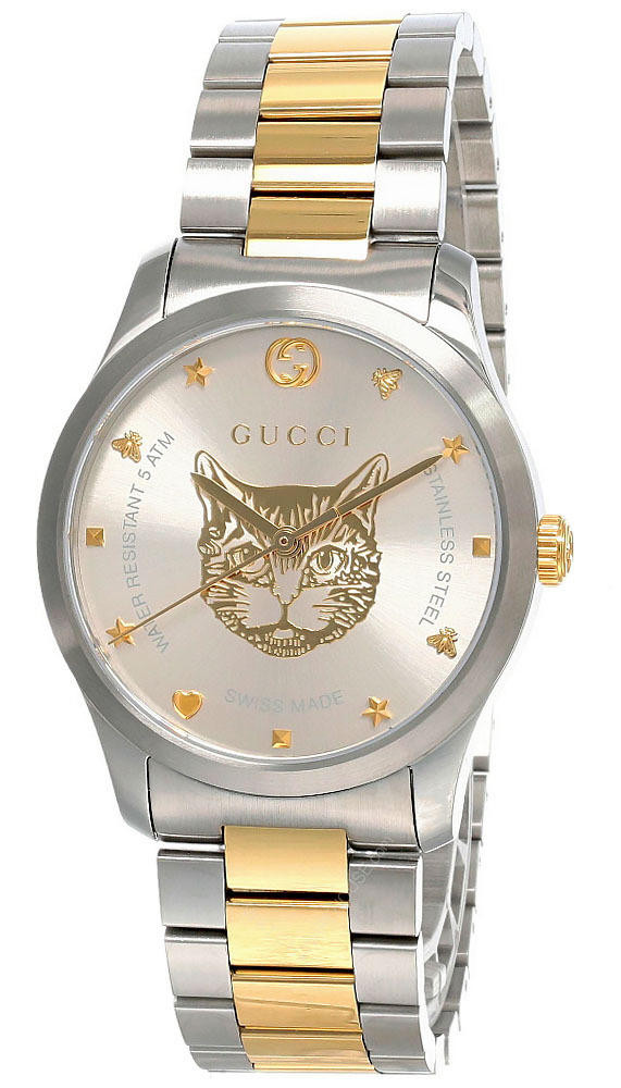 GUCCI G-Timeless 38MM S-Steel Gold PVD Two-Tone Unisex Watch YA1264074