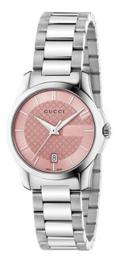 GUCCI G-Timeless 27MM Pink Dial SS Band Women's Watch YA126524