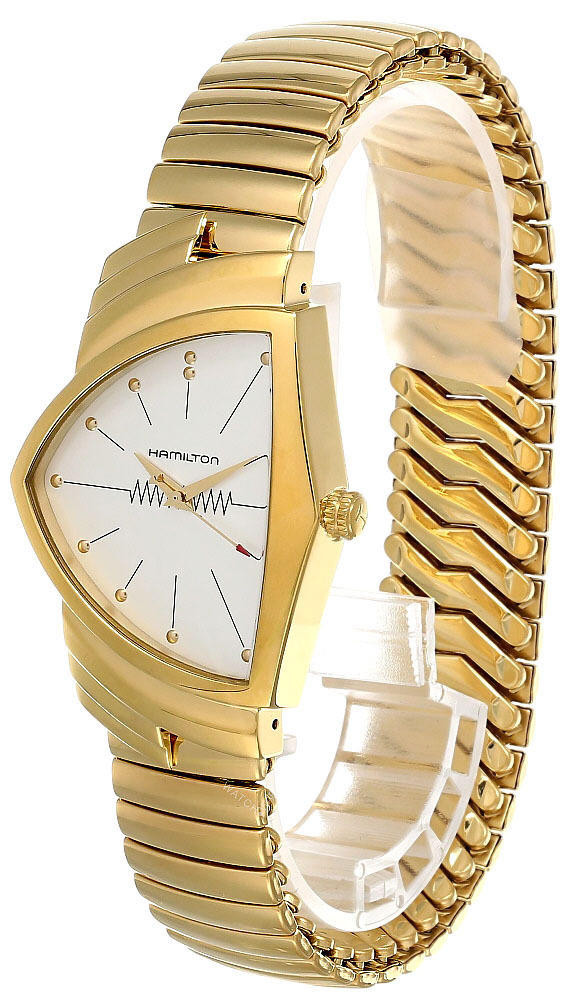 HAMILTON Ventura Quartz SS White Dial Gold Tone Men's Watch