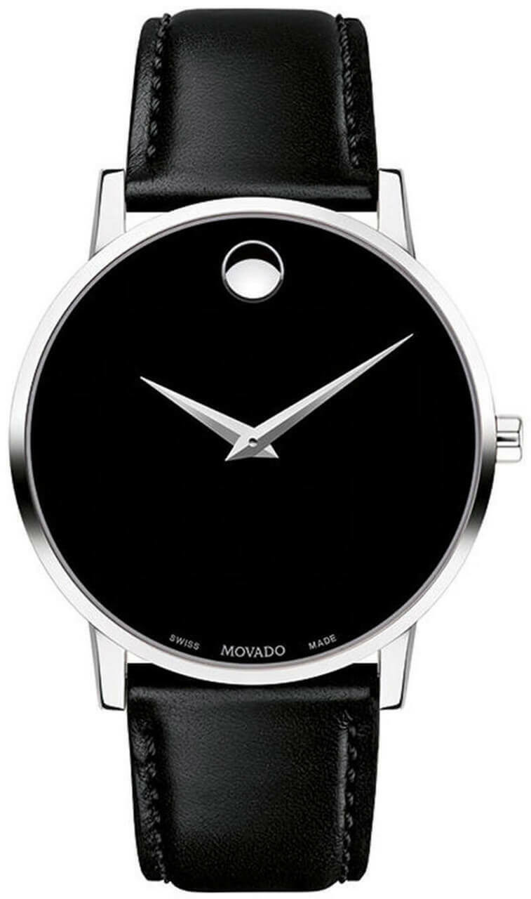 MOVADO 腕時計 メンズ MOVADO Museum Classic 40MM Black Dial BLK Leather Men's Watch