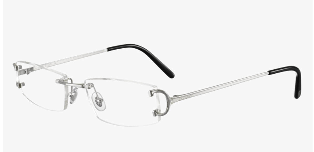 CARTIER Rectangular Rimless 53MM Silver Unisex Eyeglasses CT0092O