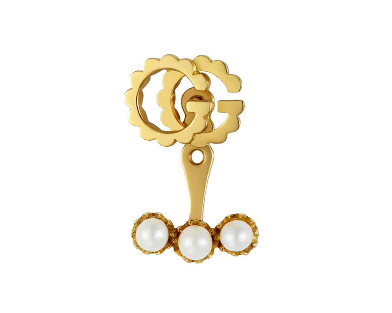 Gucci Running 18K G Yellow Gold Pearl Single Earring YBD48169300200U