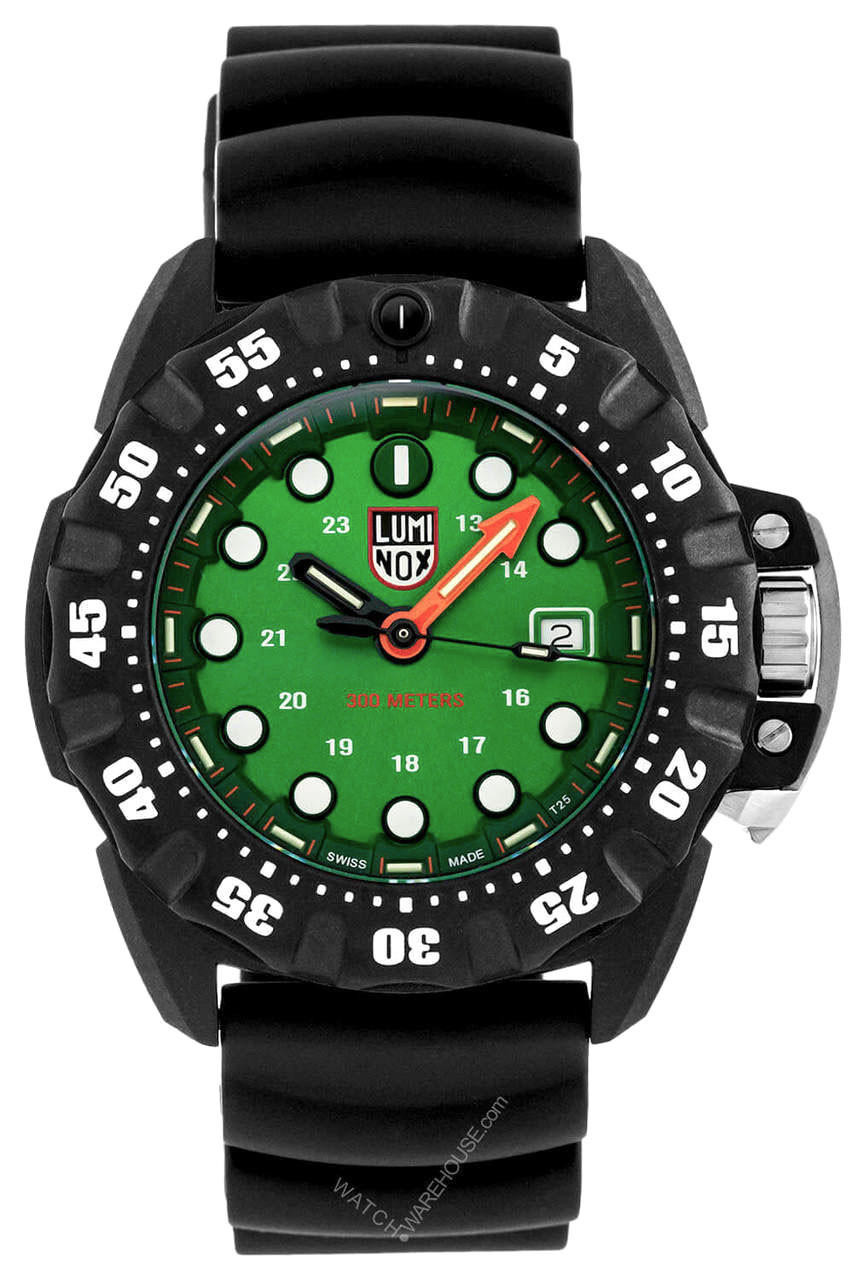 LUMINOX Scott Cassell Deep Dive 45MM Green Dial Rubber Men's Watch XS.1567