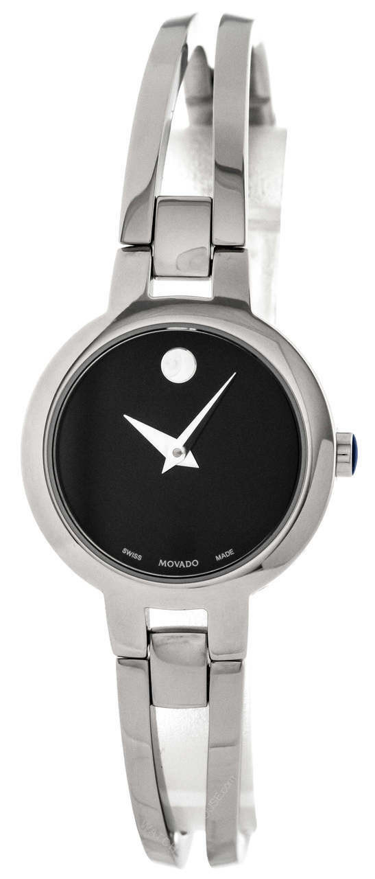 Photos - Wrist Watch Movado Amorosa 24MM Quartz S-Steel Black Dial Women's Watch 0607153 