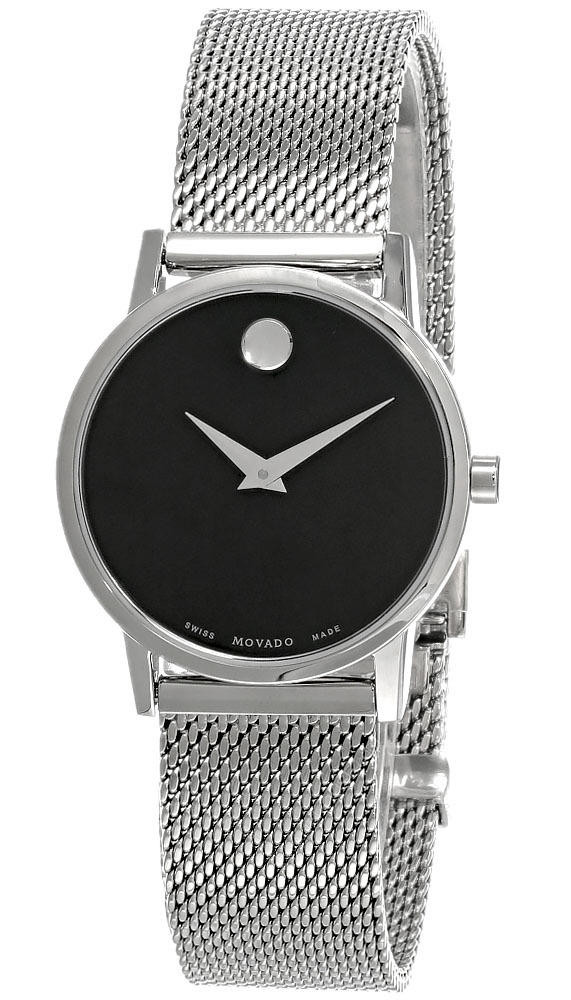 Photos - Wrist Watch Movado Museum 28MM SS Classic BLK Dial Mesh Women's Watch 0607220 