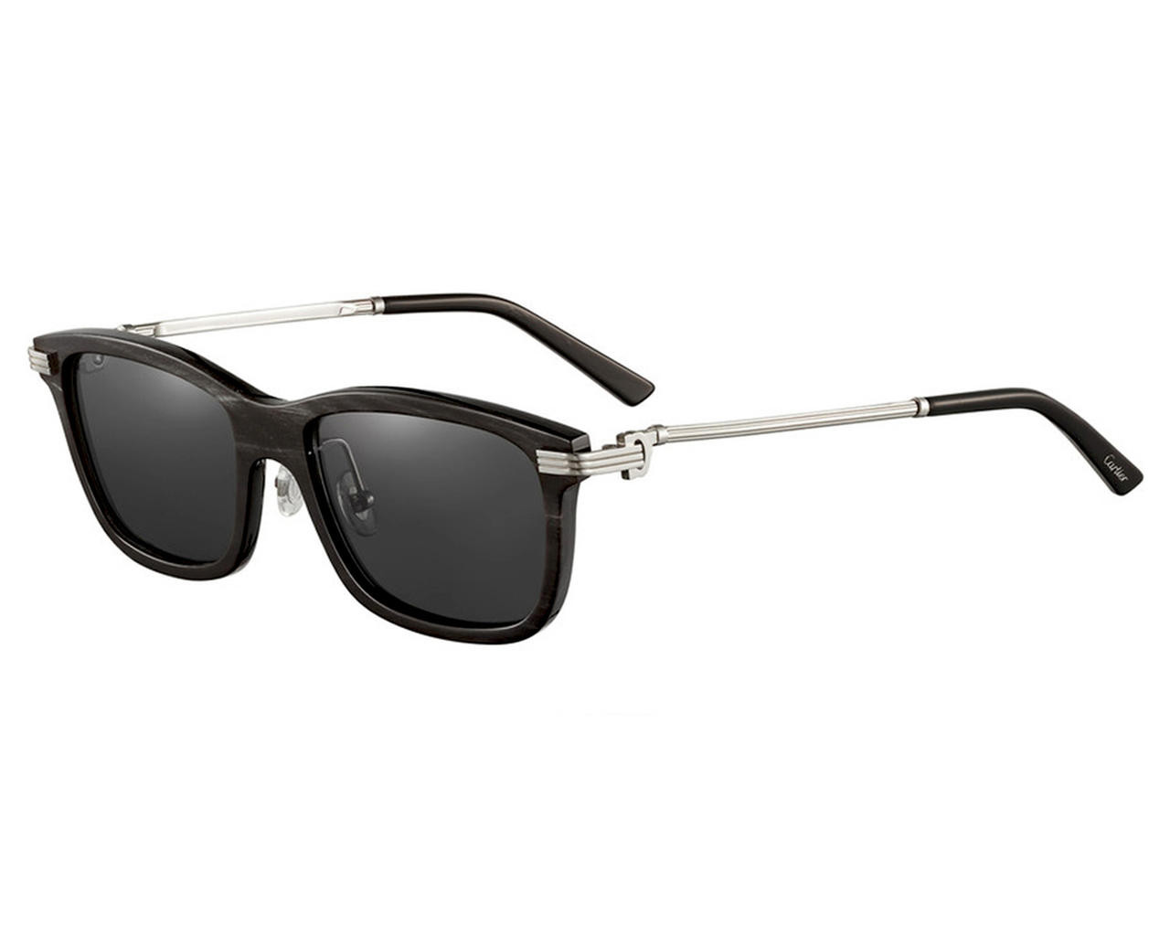 CARTIER Rectangular Buffalo Horn 54MM Metal Unisex Eyeglasses 