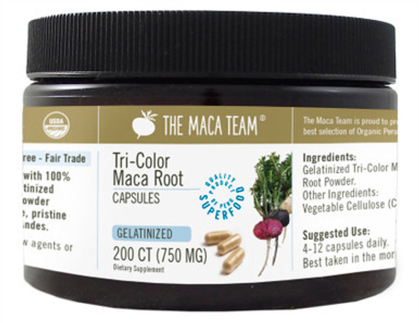 Organic Gelatinized Tri-Color Maca Capsules - Product Packaging
