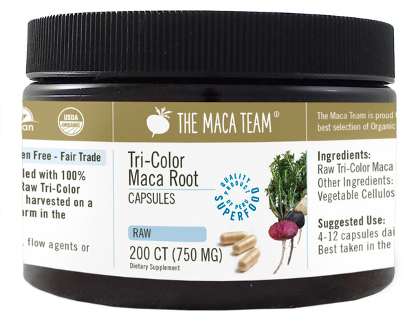 Organic Raw Tri-Color Maca Capsules at themacateam.com