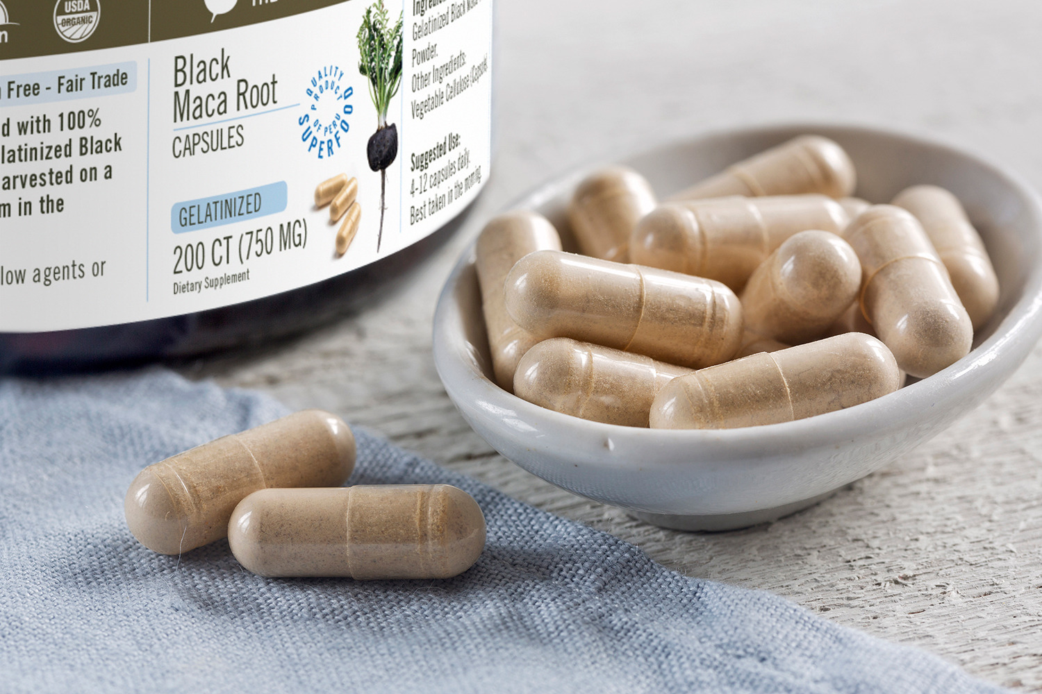 Buy Gelatinzied Black Maca Capsules at TheMacaTeam.com