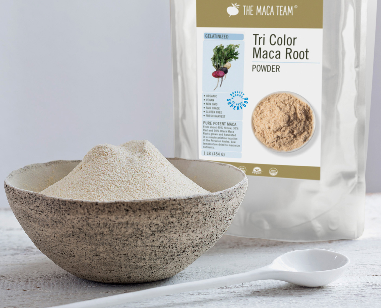 gelatinized tri-color maca powder from the maca team