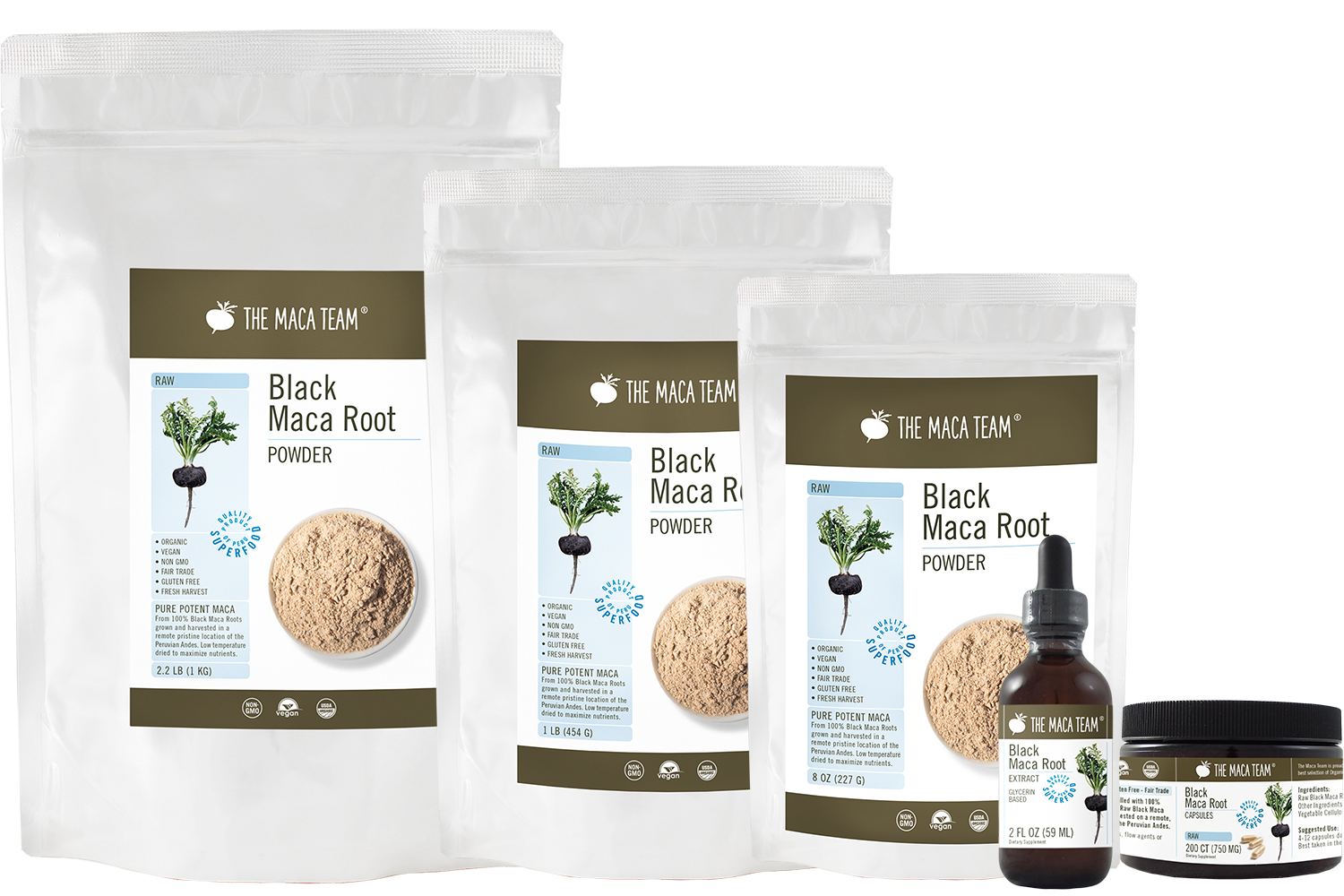 Black Maca products from The Maca Team - themacateam.com