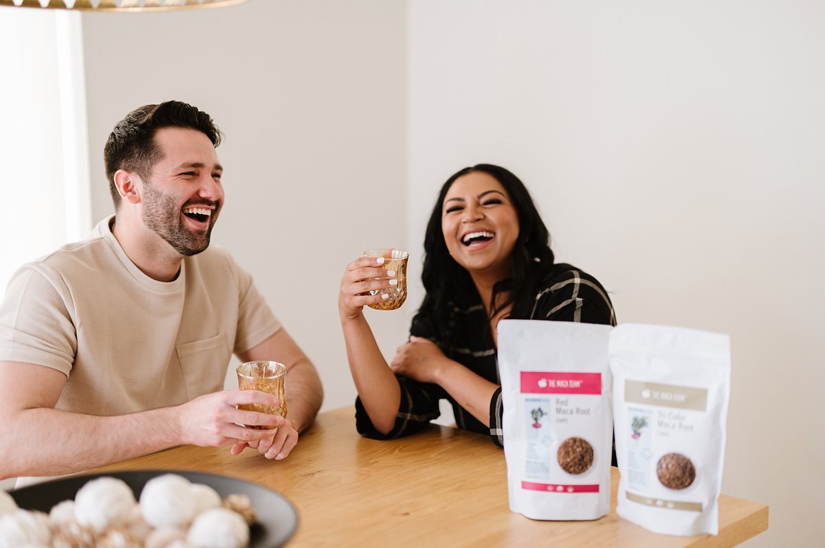 Couple enjoying a shared maca routine at home