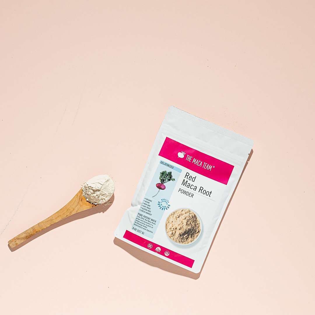Organic gelatinized red maca powder from Peru