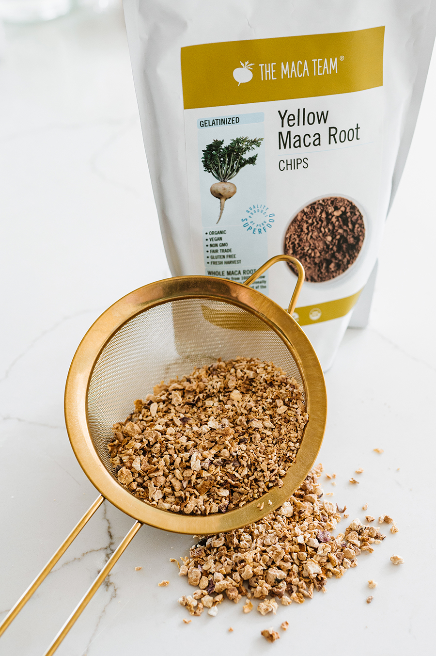 Organic whole yellow maca root chips