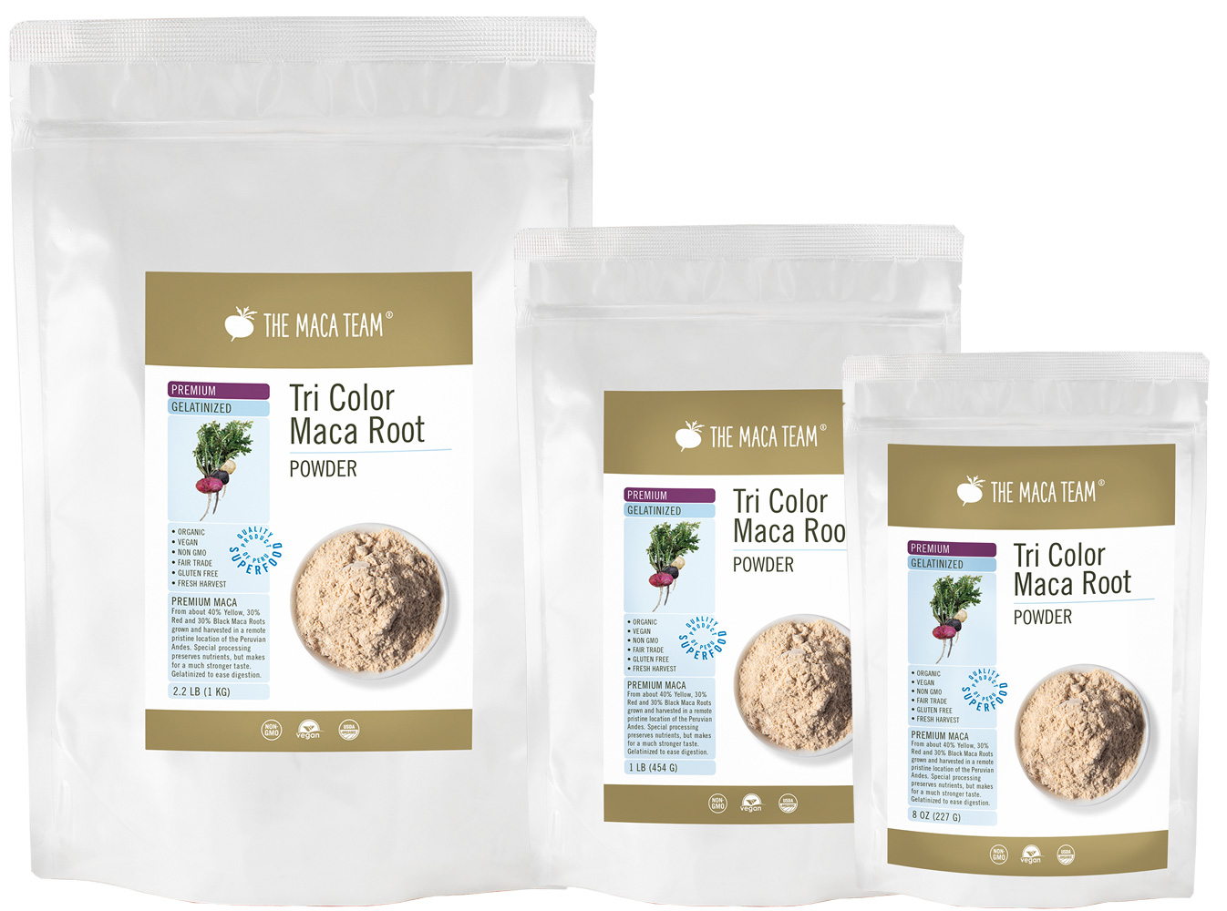 Premium Gelatinized Tri-Color Maca Root Powder from The Maca Team