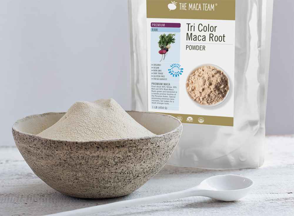 raw premium tri-color maca powder from The Maca Team