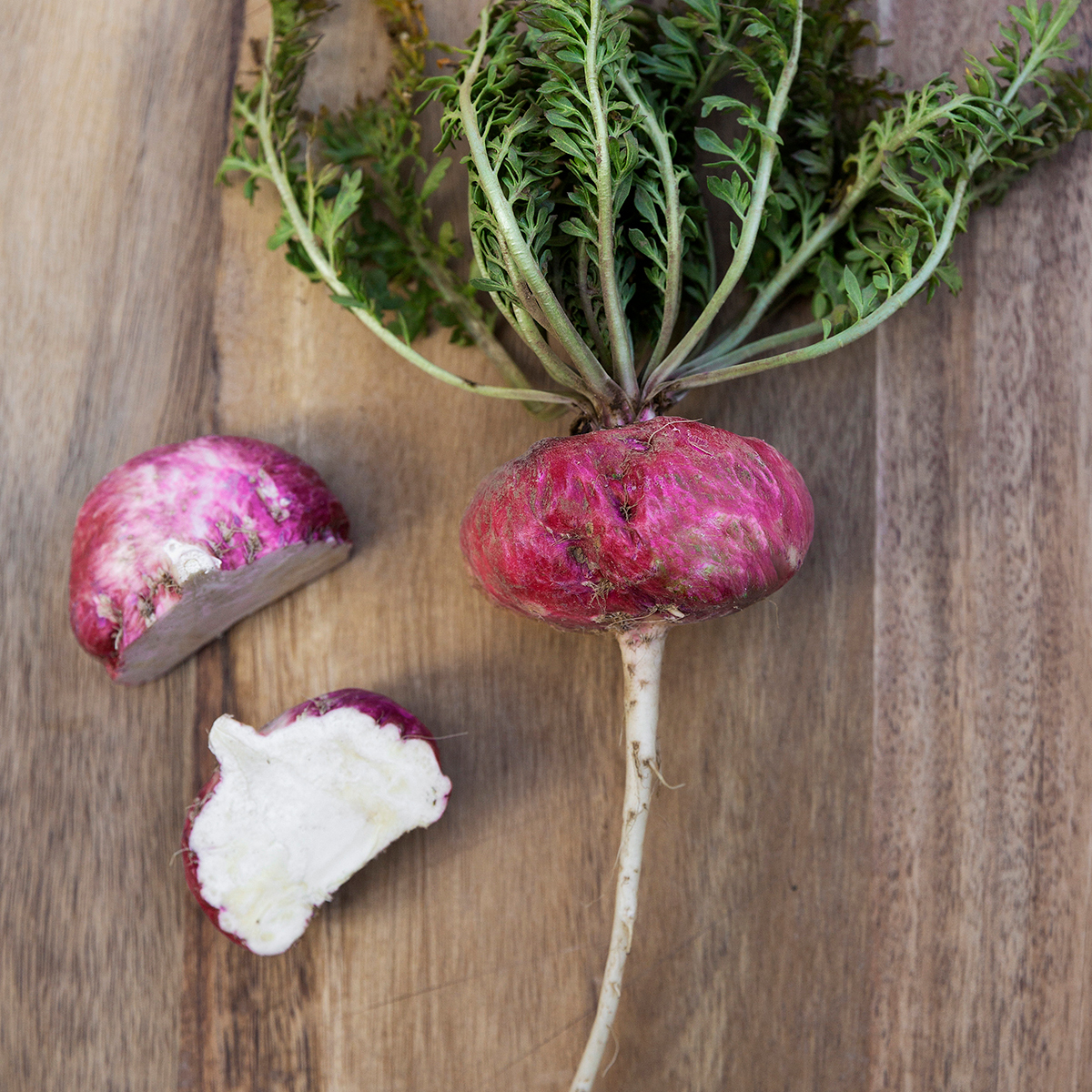 Fresh red maca root cut open