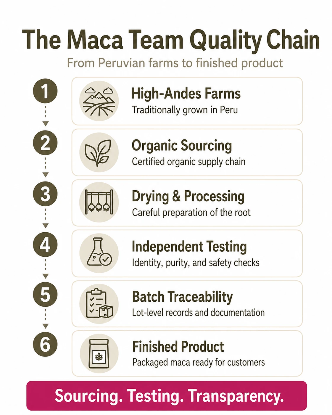 The Maca Team quality chain The Maca Team quality chain sourcing testing and transparency