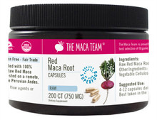 Organic Raw Red Maca Capsules - Product Packaging