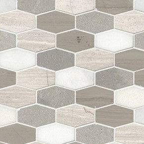MS International Specialty Shapes Wall Series: Bellagio Blend Elongated Hexagon Honed Mosaic Tile SMOT-BELBLND-HEXEL10MM