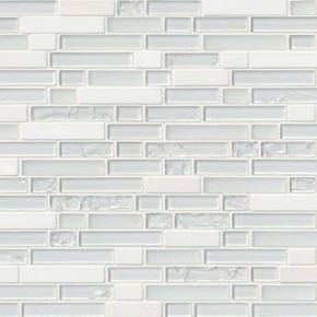 MS International Stone Glass Blend Series: Delano Blanco Mosaic Backsplash Wall Tile SMOT-SGLS-DELBLA6MM