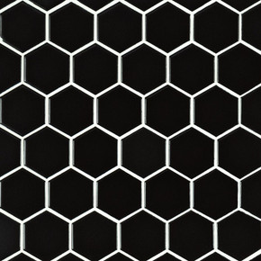 MS International Porcelain Series: 2" Black Hexagon Matte Wall Tile SMOT-PT-RETNERO-2HEXM