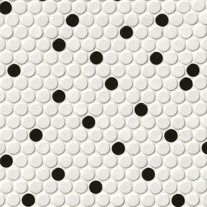 MS International Porcelain Series: White And Black Glossy Penny Round Wall Tile SMOT-PT-PENRD-BIANER