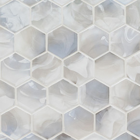 MS International Backsplash Series: Akoya Pearl 3" Hexagon Mosaic Tile SMOT-GLS-AKOPEAHEX6MM MS International Backsplash Series: Akoya Pearl 3" Hexagon Mosaic Tile SMOT-GLS-AKOPEAHEX6MM