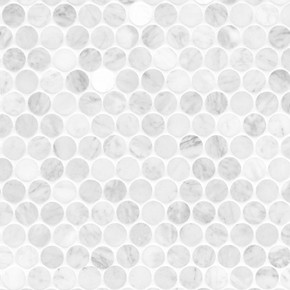 MS International Backsplash Series: Round Pattern Carrara White Honed Tile SMOT-CAR-ROUH MS International Backsplash Series: Round Pattern Carrara White Honed Tile SMOT-CAR-ROUH