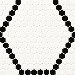 MS International Backsplash Series: 1" Hexagon White And Black Hive Pattern Matte Tile SMOT-PT-RETBIANER-HIVM MS International Backsplash Series: 1" Hexagon White And Black Hive Pattern Matte Tile SMOT-PT-RETBIANER-HIVM