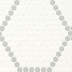 MS International Backsplash Series: 1" Hexagon White And Gray Hive Pattern Matte Tile SMOT-PT-RETBIAGRA-HIVM