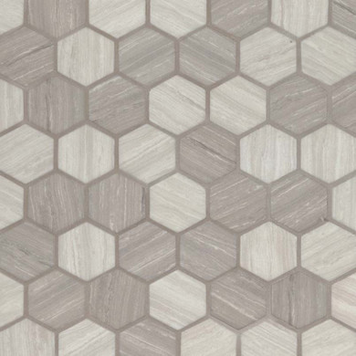 MS International Specialty Shapes Wall Series: Silva Oak 2X2 Hexagon Recycled Glass Mosaic Tile SMOT-GLS-SILVA6MM