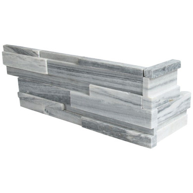 MS International Stacked Stone Series: Alaska Gray 6x12x6 3D Honed Corner Ledger Panel LPNLMALAGRY618COR-3DH